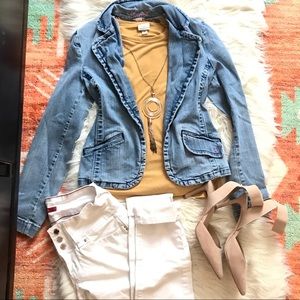 Vintage Distressed jean jacket - denim blazer by American eagle size XS